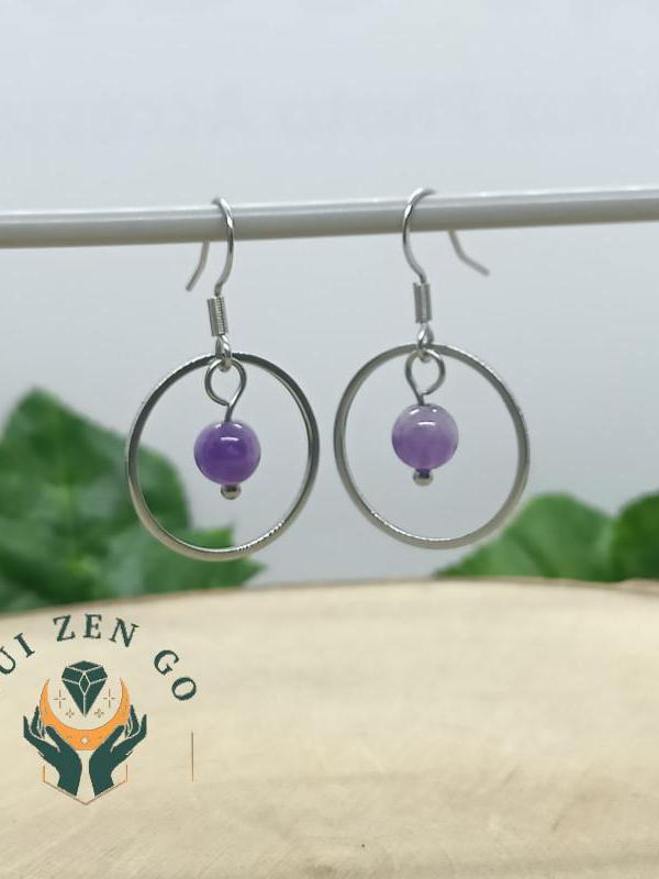 Boucle d oreille amethyste saturne 1