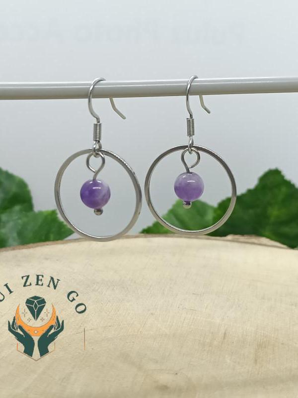 Boucle d oreille amethyste saturne 1 