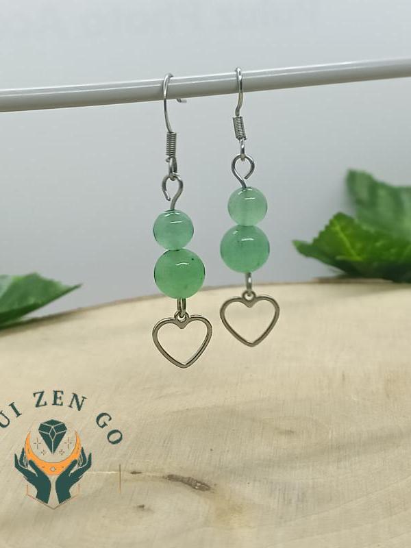 Boucle d oreille aventurine coeur 1