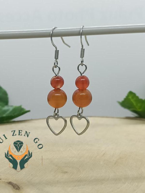 Boucle d oreille cornaline coeur 2 