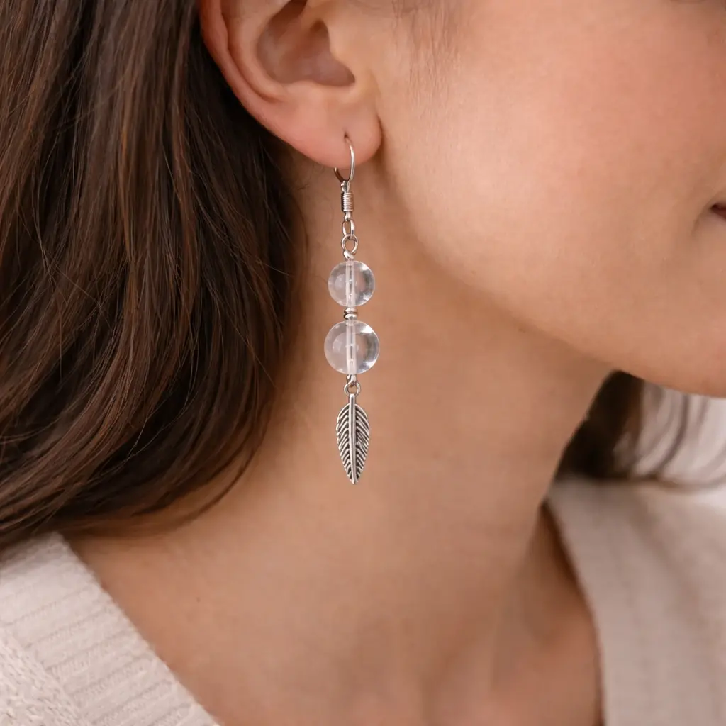 Boucle d oreille en cristal de roche