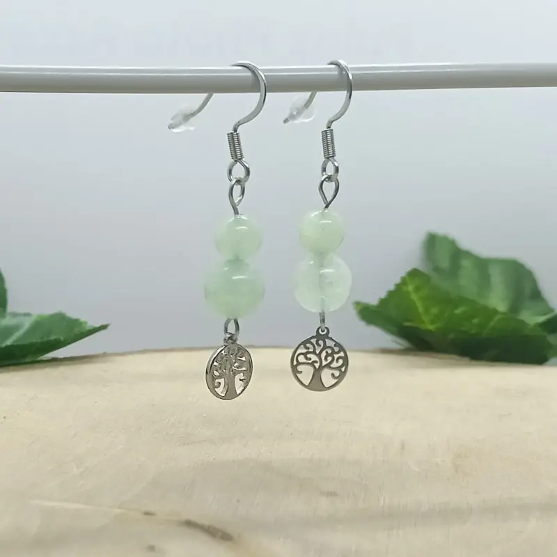 Boucle d oreille jade arbre de vie