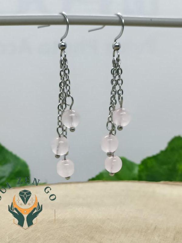 Boucle d oreille quartz rose grappe 1 