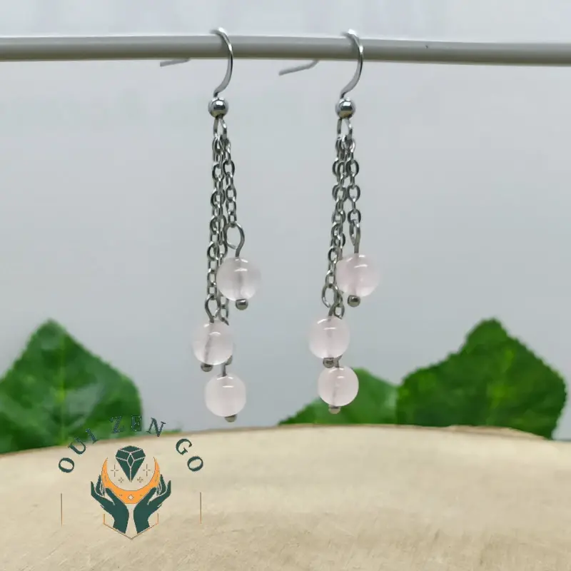 Boucle d oreille quartz rose grappe 2