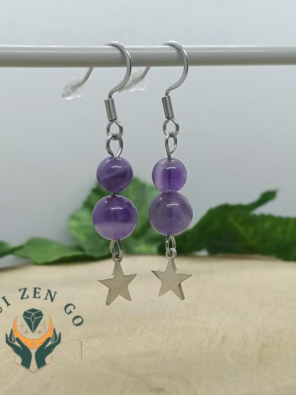 Boucles d oreille amethyste etoile 1