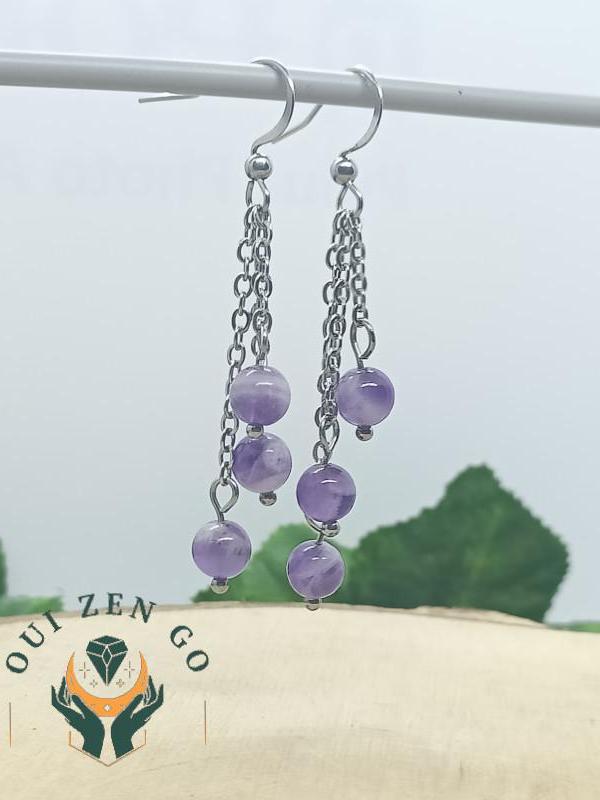 Boucles d oreille amethyste grappe 2 