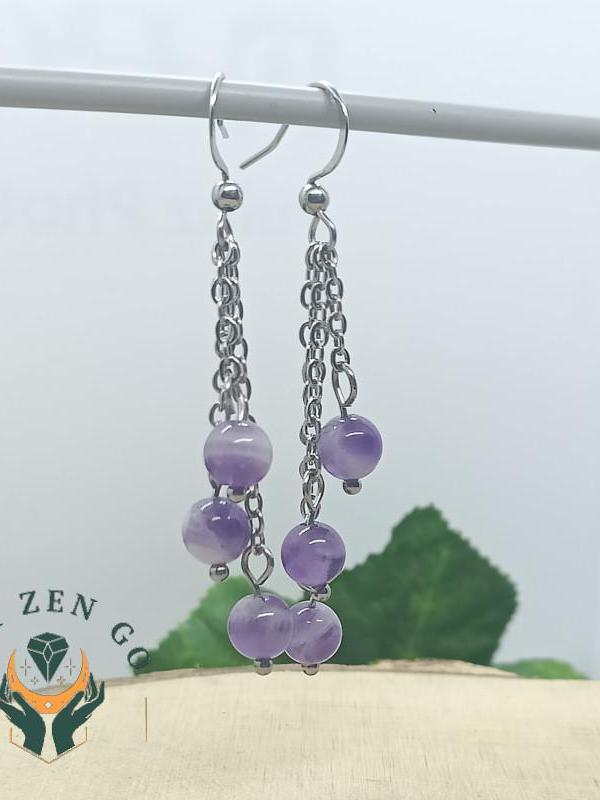 Boucles d oreille amethyste grappe 2