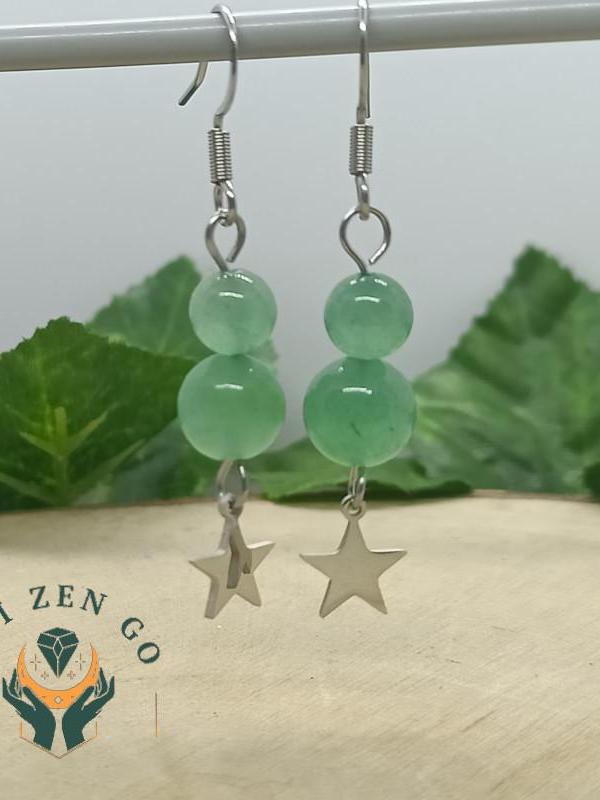 Boucles d oreille aventurine etoile 1