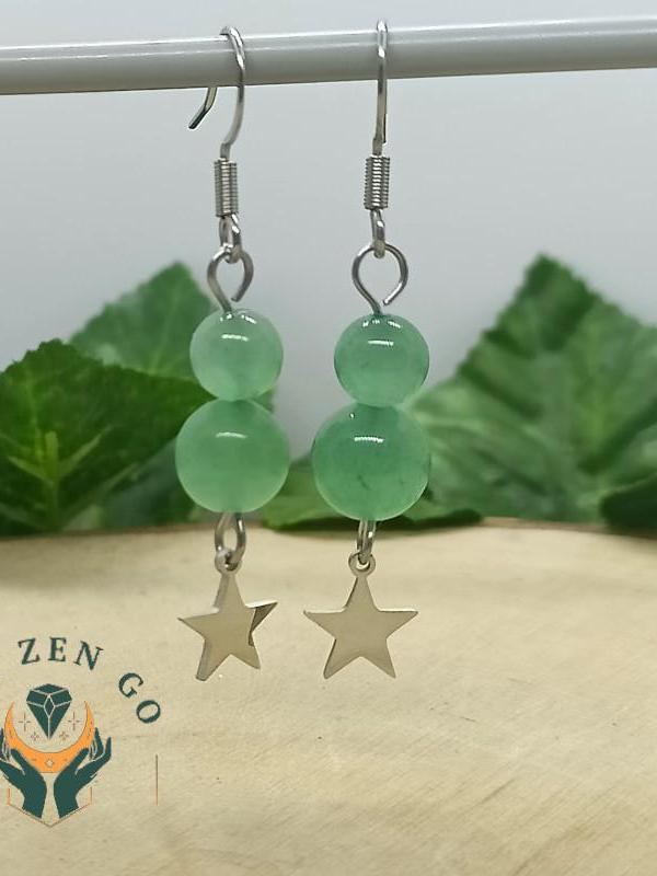 Boucles d oreille aventurine etoile 1 