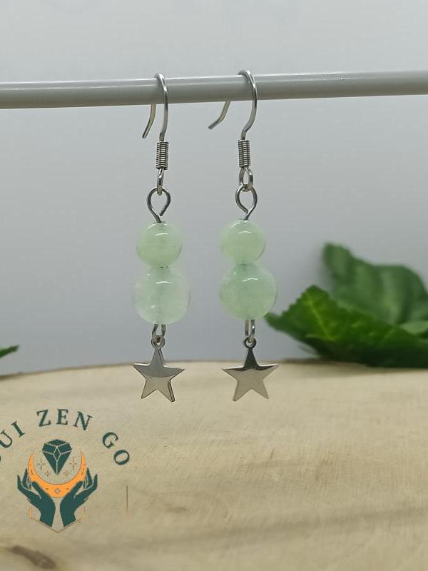 Boucles d oreille jade etoile 1