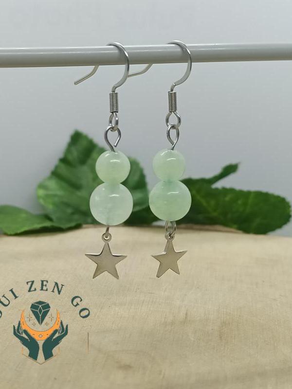 Boucles d oreille jade etoile 1 