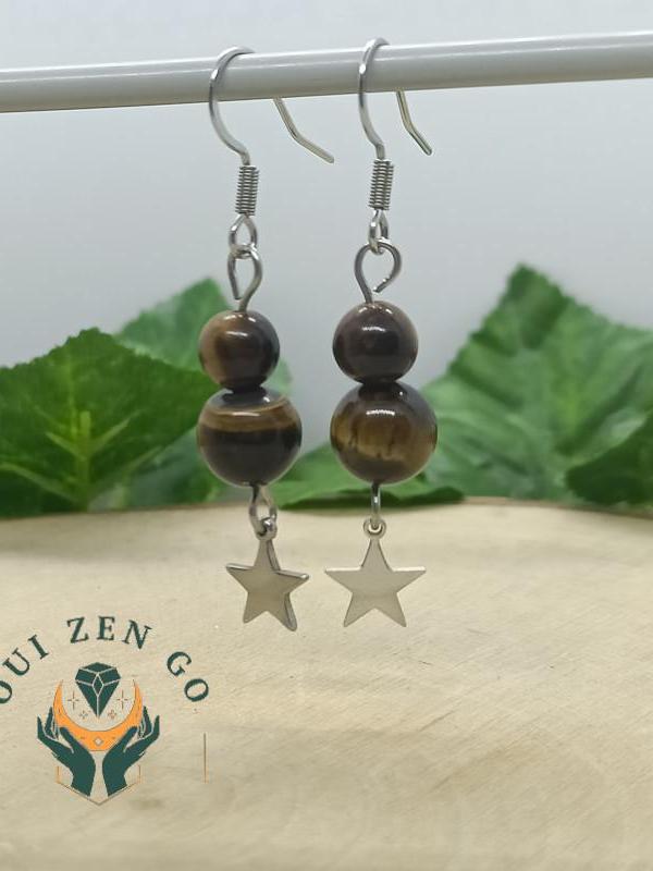 Boucles d oreille oeil de tigre etoile 1