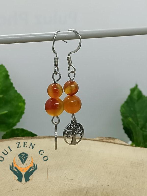 Boucles d oreilles cornaline arbre de vie 3 