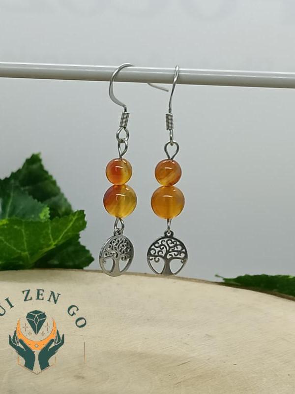 Boucles d oreilles cornaline arbre de vie 3