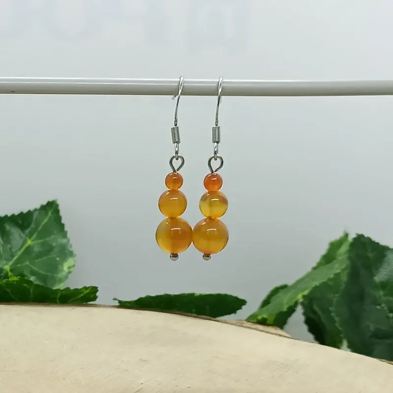 Boucles d oreilles cornaline trio