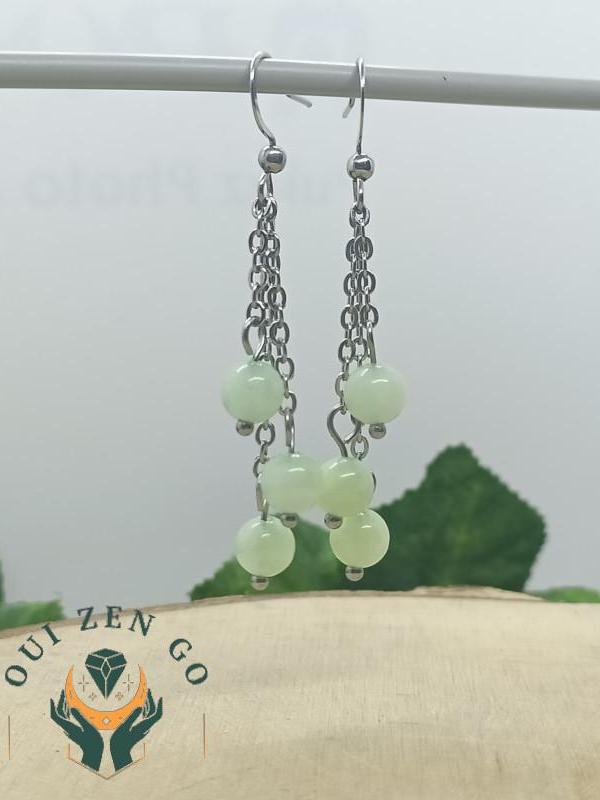 Boucles d oreilles jade grappe 1