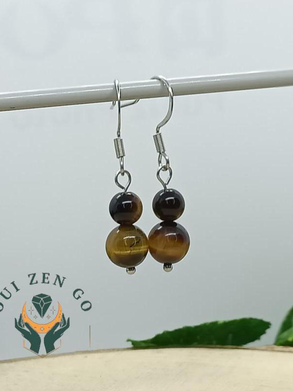 Boucles d oreilles oeil de tigre duo 2