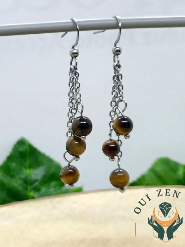 Boucles d oreilles oeil de tigre grappe 2 