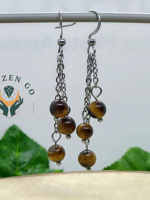 Boucles d oreilles oeil de tigre grappe 2
