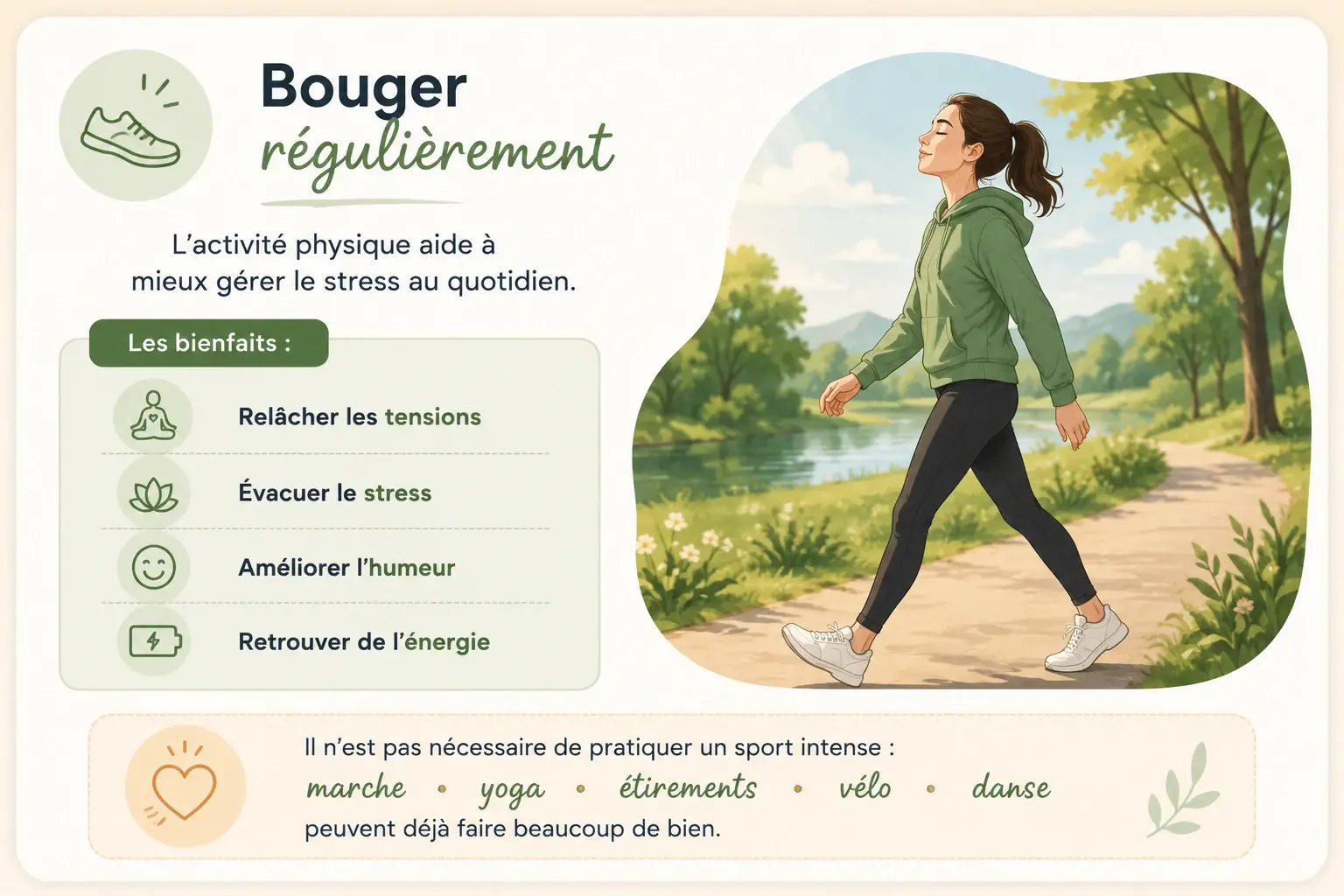 Bouger régulièrement pour réduire le stress
