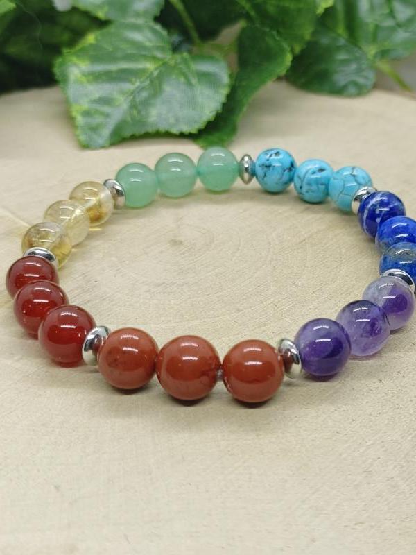 Bracelet 7 chachras rondelle 8mm 2