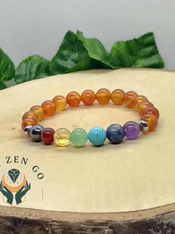 Bracelet 7 chakras cornaline modele 1 2 