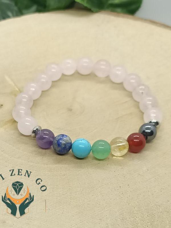 Bracelet 7 chakras quartz rose modele 1 1 