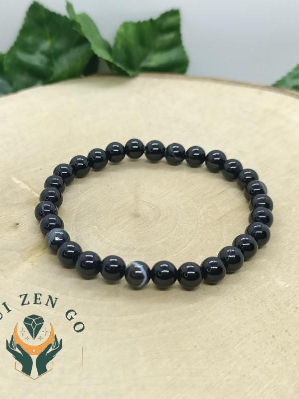 Bracelet agate noir 8 mm 2 