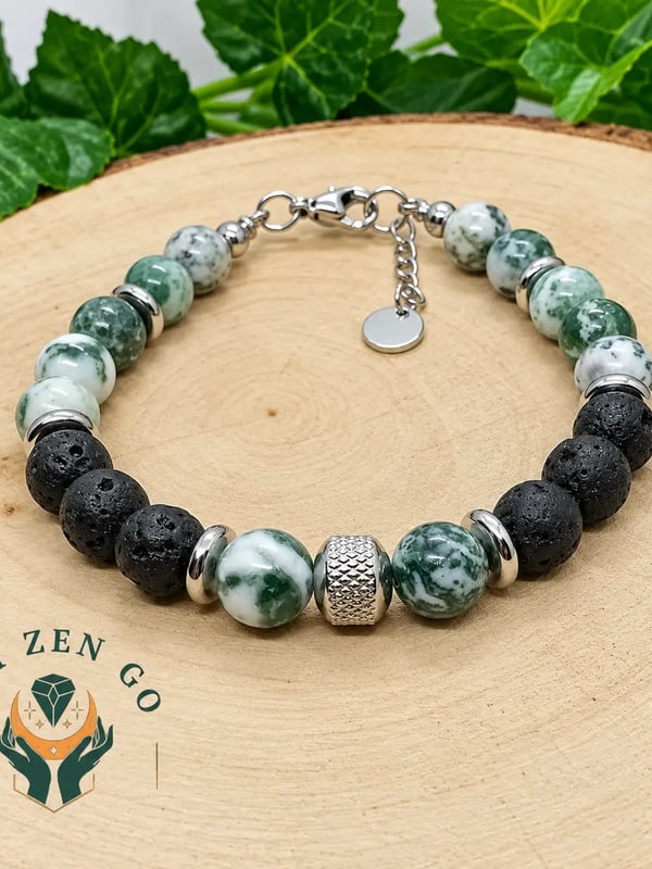 Bracelet agate arbre et pierre de lave atlas 1