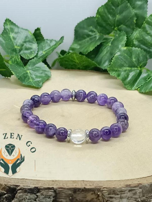 Bracelet amethyste et cristal de roche 2