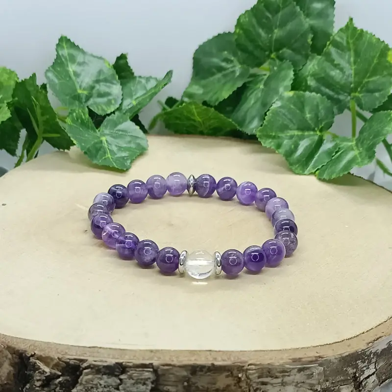 Bracelet amethyste et cristal de roche