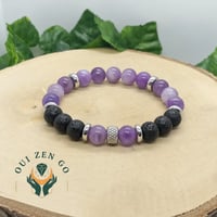 Bracelet amethyste et lave 8 mm