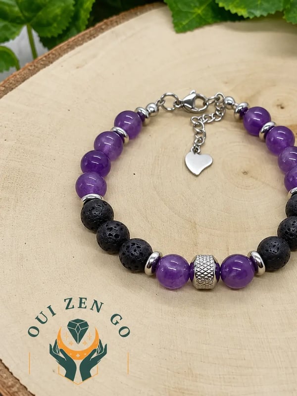 Bracelet amethyste et lave atlas
