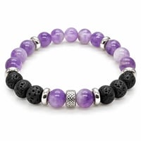 Bracelet amethyste et lave noire 8 mm