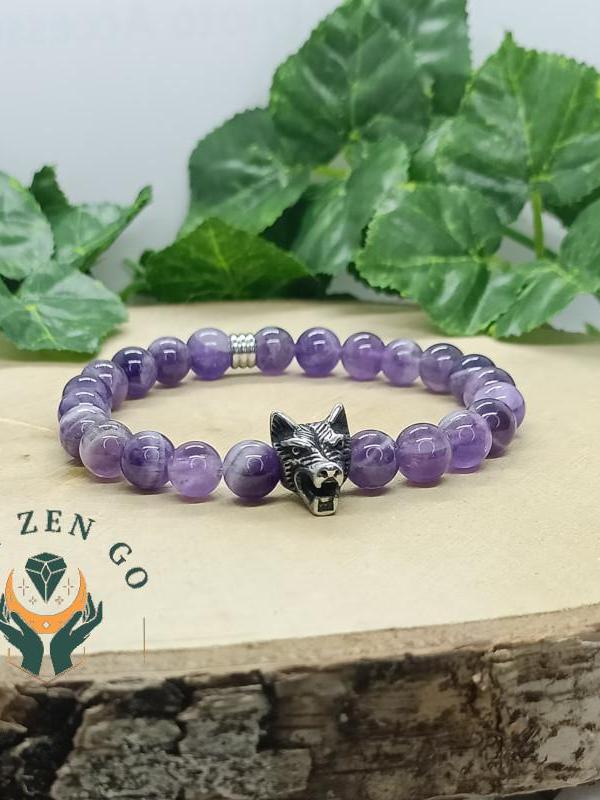 Bracelet amethyste et loup 2