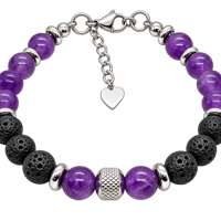 Bracelet amethyste et pierre lave atlas