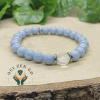 Bracelet angelite et cristal de roche 3 1