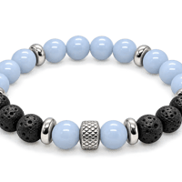 Bracelet angelite et pierre de lave tiago