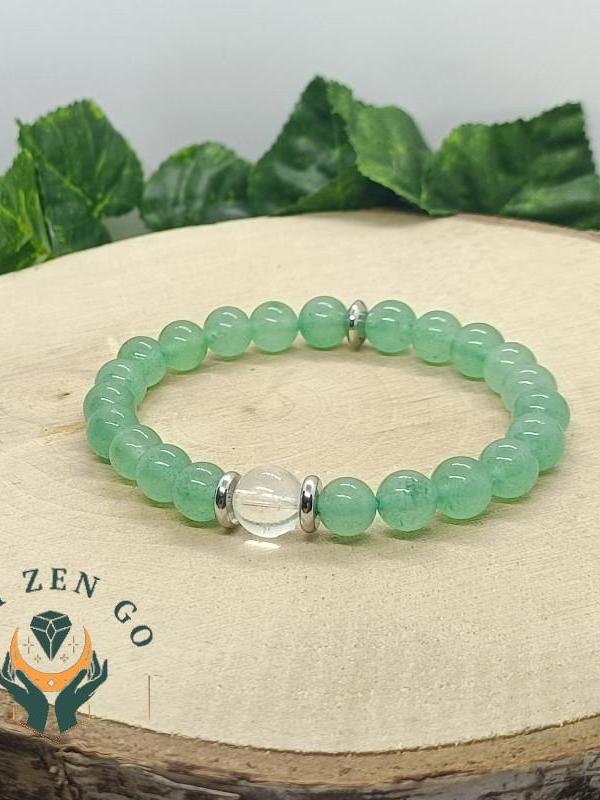 Bracelet aventurine et cristal de roche celestre 1