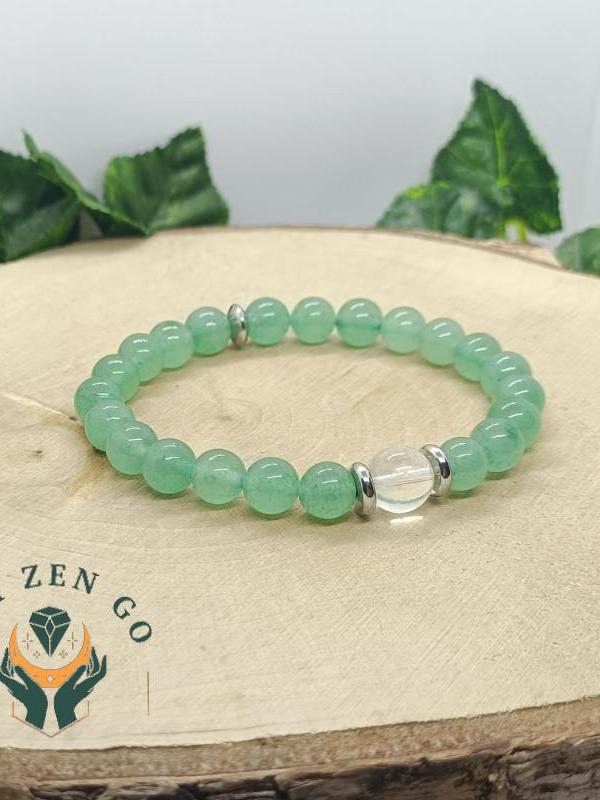 Bracelet aventurine et cristal de roche celestre 1 