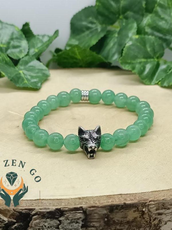 Bracelet aventurine et loup 2