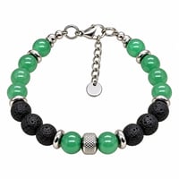 Bracelet aventurine verte et lave noire atlas