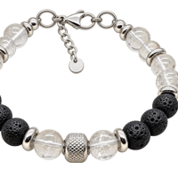 Bracelet cristal de roche et pierre de lave atlas