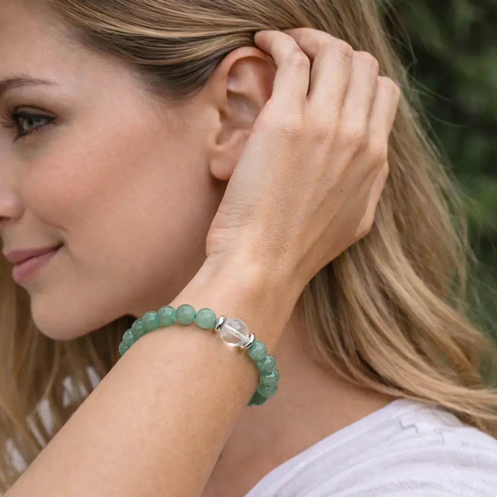 Bracelet en aventurine et cristal de roche