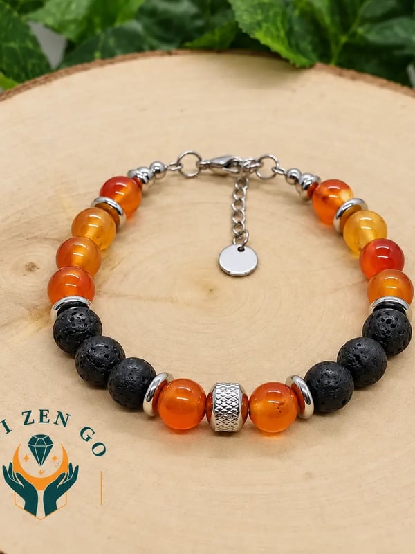 Bracelet en cornaline et lave atlas