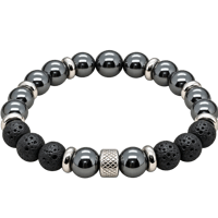 Bracelet en hematite et lave noire