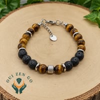 Bracelet en il de tigre et lave noire