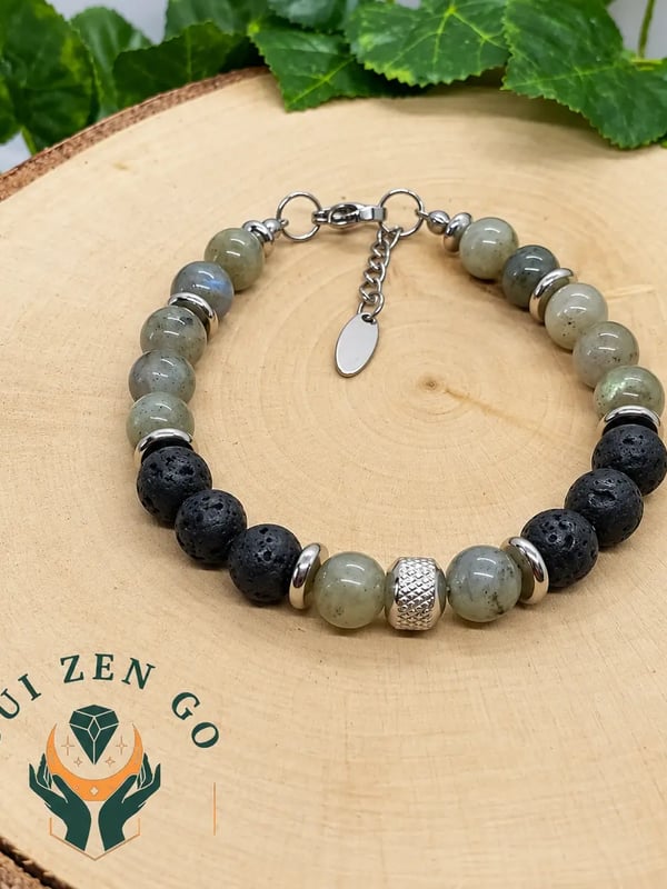 Bracelet en labradorite et lave noire atlas 1 