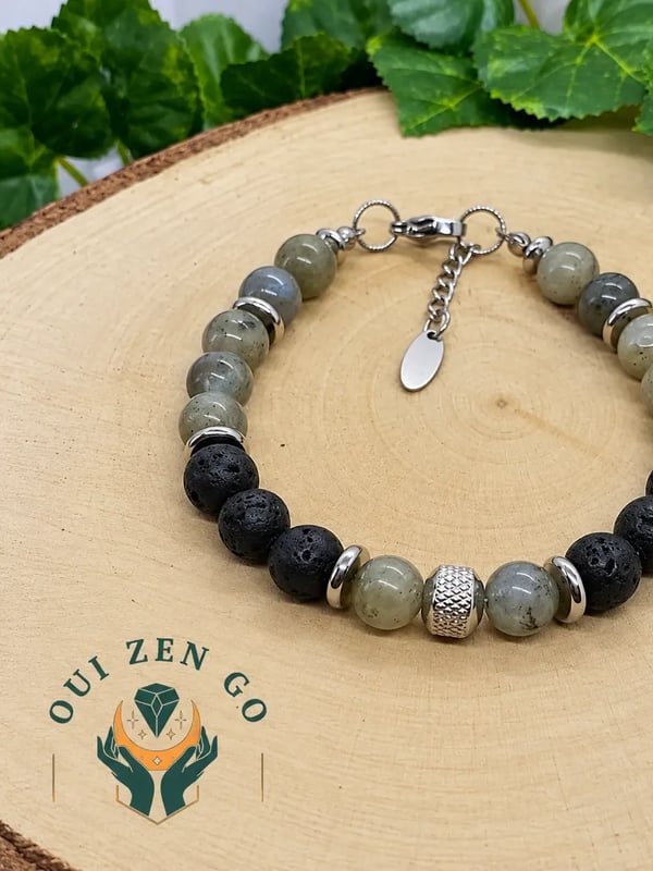 Bracelet en labradorite et lave noire atlas 2 