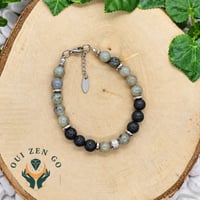 Bracelet en labradorite et lave noire atlas